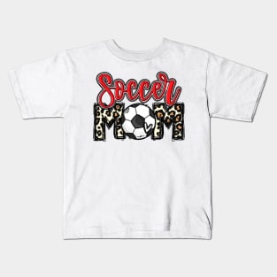 Soccer Mom Red Leopard Kids T-Shirt